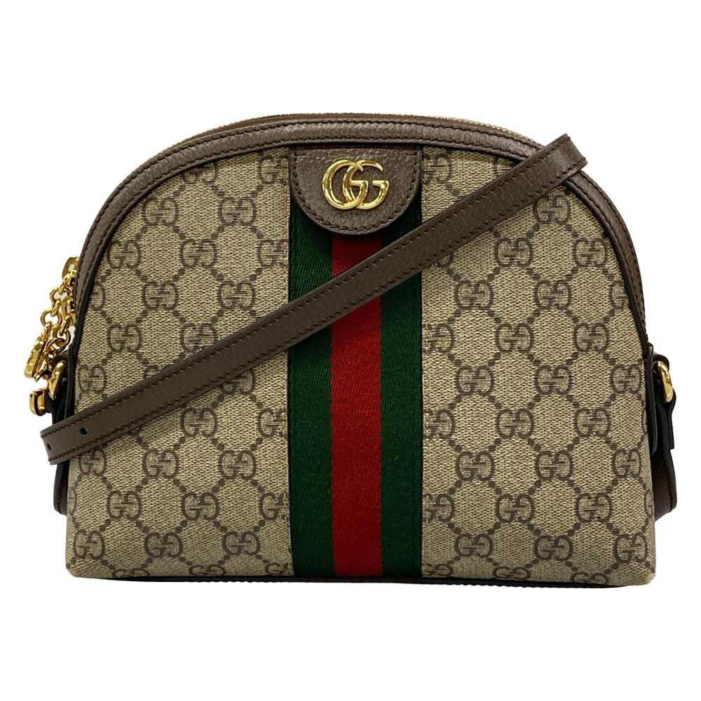 Gucci Ophidia Shoulder Bag 499621 Beige Dark Brown PVC Leather